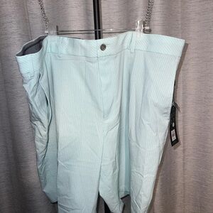 Men's 42w Walter Hagen Light Green Seersucker Flat Front Men Shorts 10" inseam